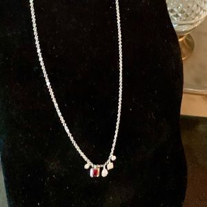 14k white gold ruby pave diamond necklace